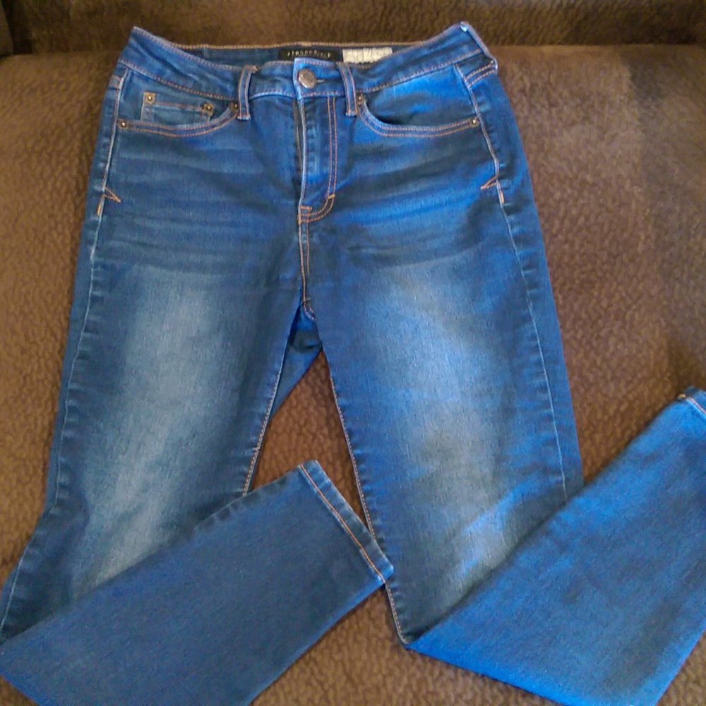 Girls Blue High-Waist Jeggings